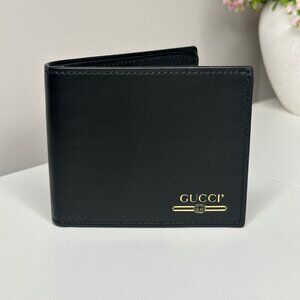 Gucci Logo Black Leather Wallet Authentic
